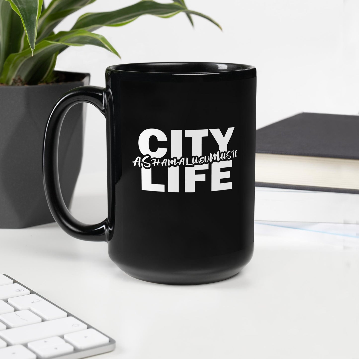 City Life Black Mug