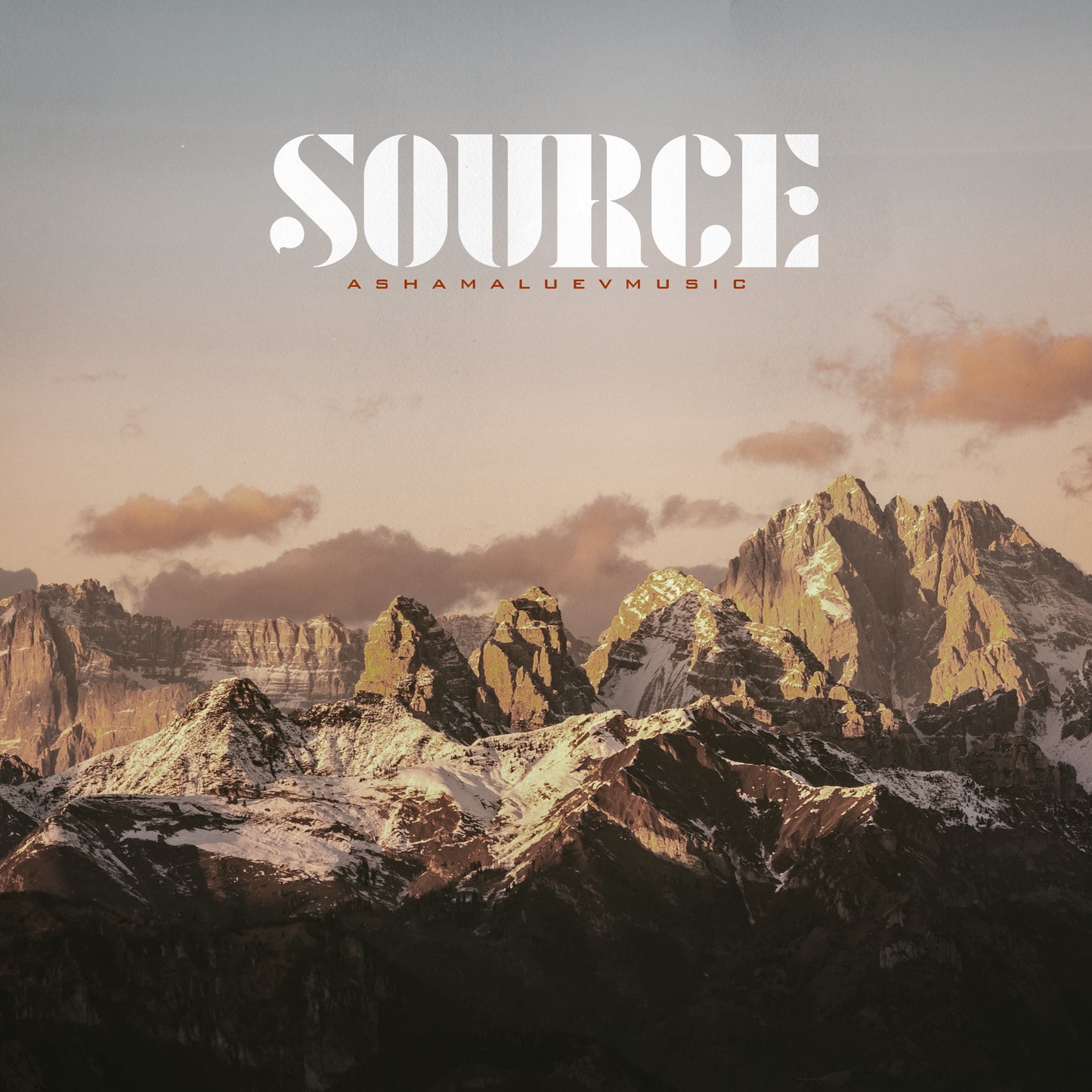 Cover art of the music track 'Source' by AShamaluevMusic, which shows the mountain landscape.