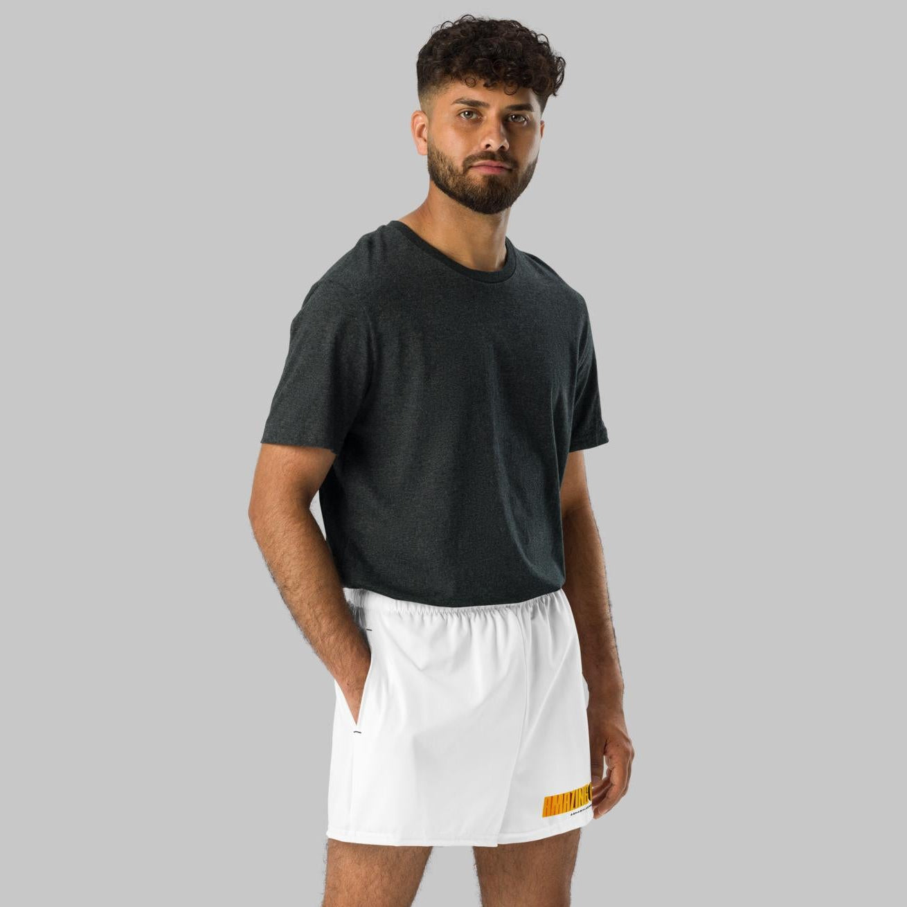 White Unisex Athletic Shorts 'Amazing World'