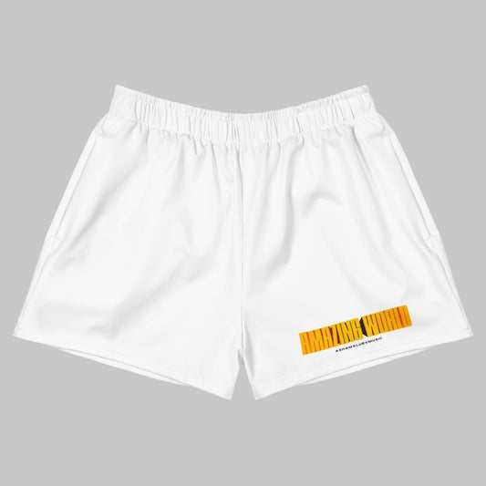 White Unisex Athletic Shorts 'Amazing World'