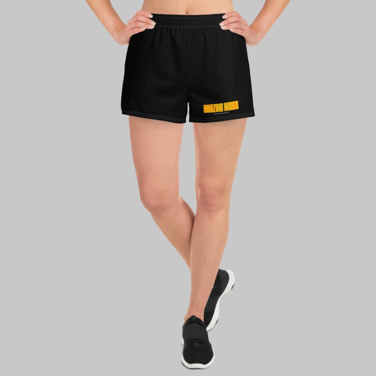 Black Unisex Athletic Shorts 'Amazing World'