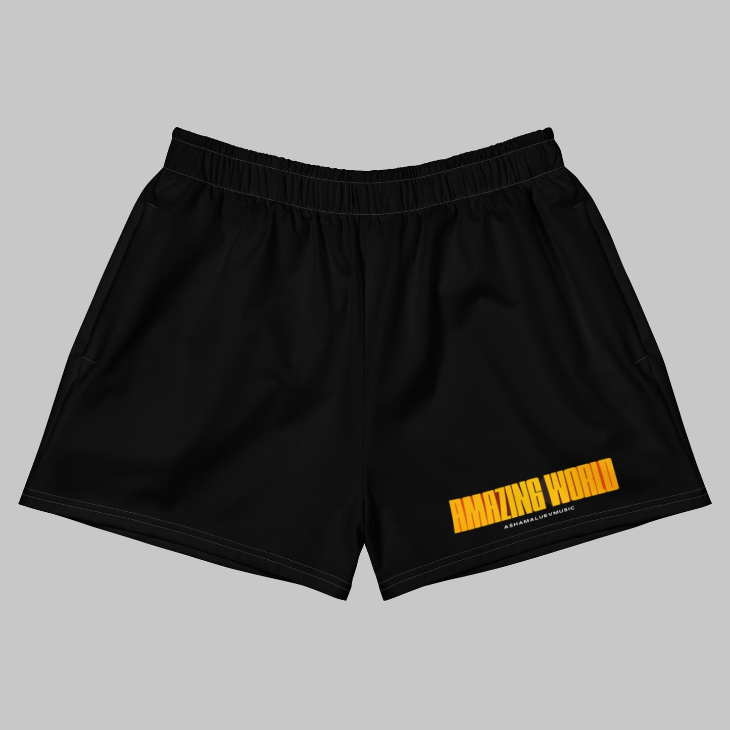 Black Unisex Athletic Shorts 'Amazing World'