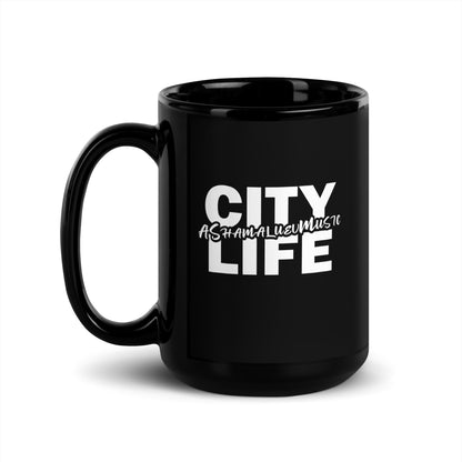 City Life Black Mug