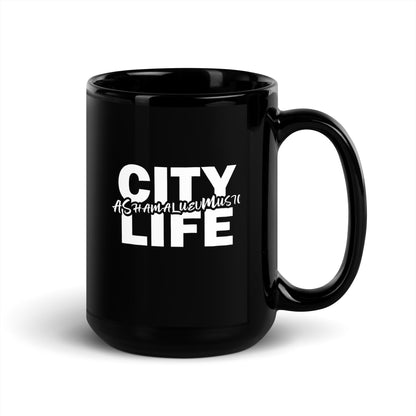 City Life Black Mug
