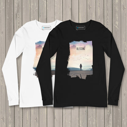 long sleeve t-shirt blessing ashamaluevmusic cover art white black